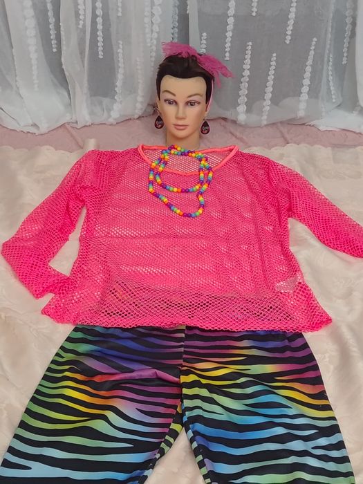 Strój przebranie lata 80/90 te disco dyskoteka 5 elementów roz L/XL