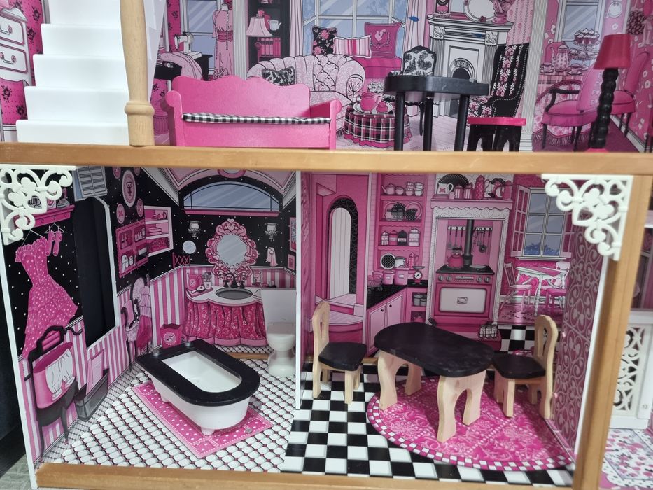 KidKraft - Drewniany domek dla lalek Amelia z mebelkami 83 x 41 x 121