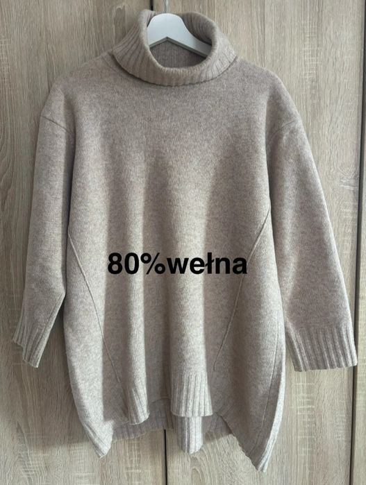 United Colors of Benetton Golf Sweter wełniany 80% Wełna 38 M Beż