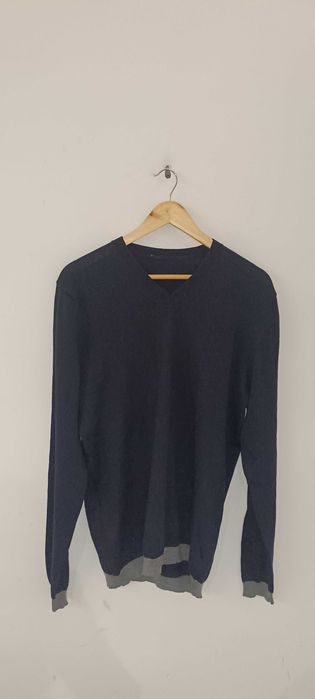 Sweter męski wełniany Wool w serek L (large) czarny
