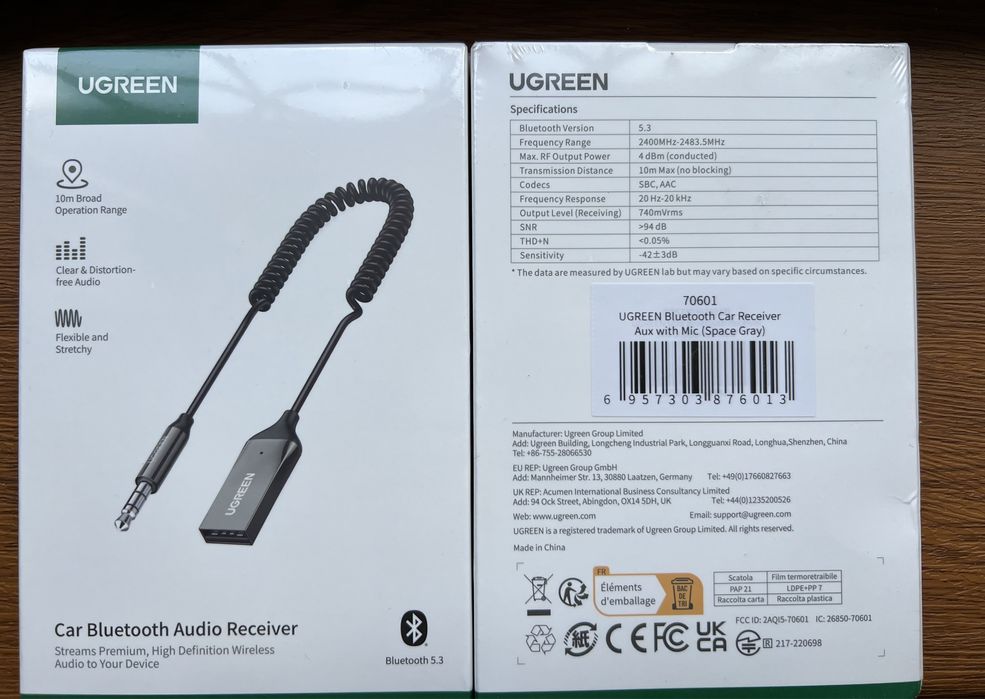 автомобільний ugreen bluetooth 5.3 car kit адаптер