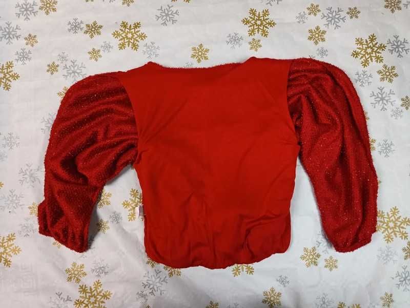 Sweter Ciepły Czerwony z Metaliczną Nitką Oversize Noname