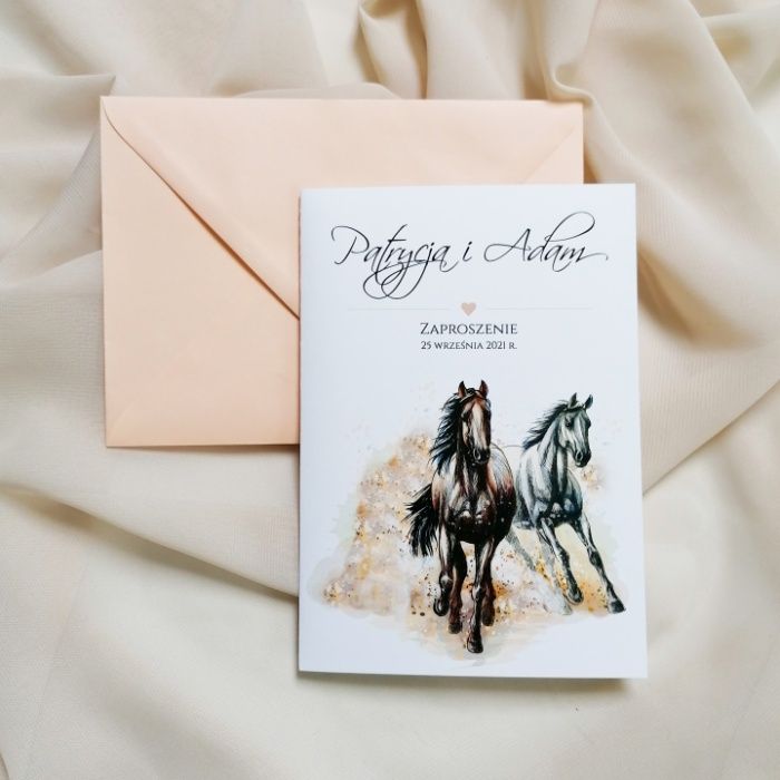 Zaproszenia ślubne z motywem koni