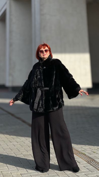 Шуба норкова крій кімоно оверсайз розмір 48-54