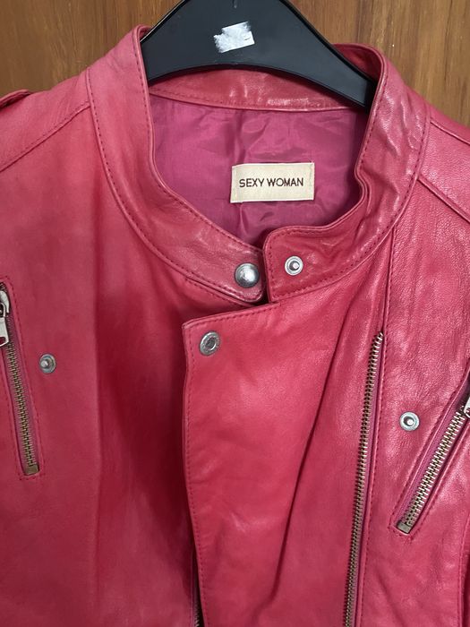 Casaco de pele rosa sexy woman.