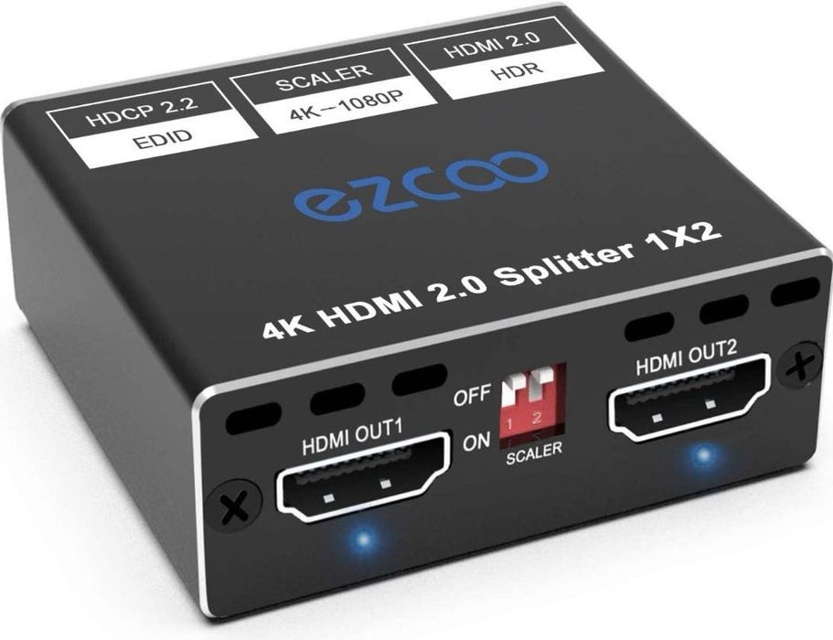 HDMI Спліттер EZCOO 1x2 4K HDR Atmos для PS5 Xbox TV, Dolby Vision