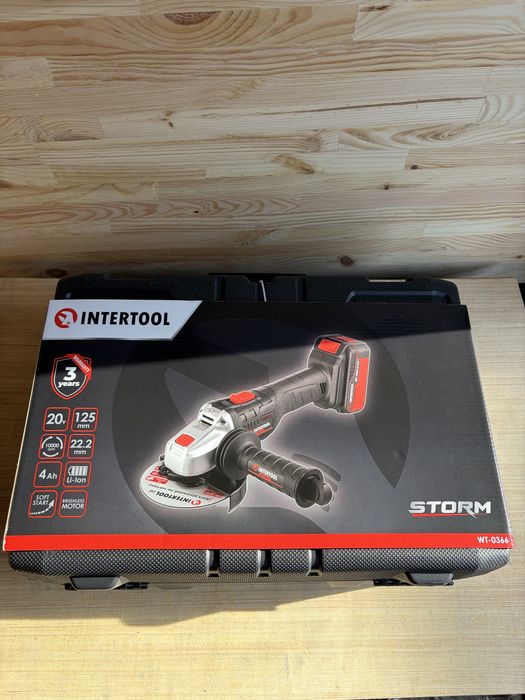 Шліфмашина кутова акумуляторна INTERTOOL WT-0366 20В,125 мм,10000об/хв
