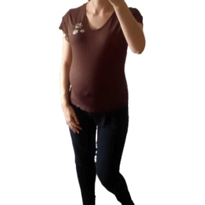 Bluzka ciążowa t-shirt roz. S/36 brązowa #794