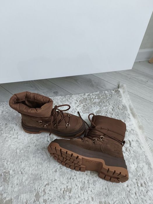Замшеві Термо ботінки Zara зима 37 розмір