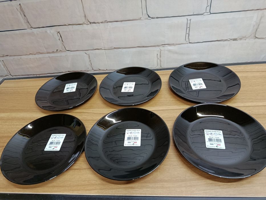 Zestaw Talerzy deserowych 18 cm czarny połysk 6 sztuk