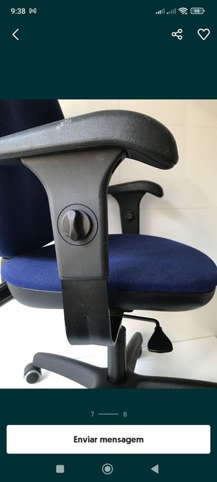 Cadeiras giratórias ajustáveis para secretária preta e azul