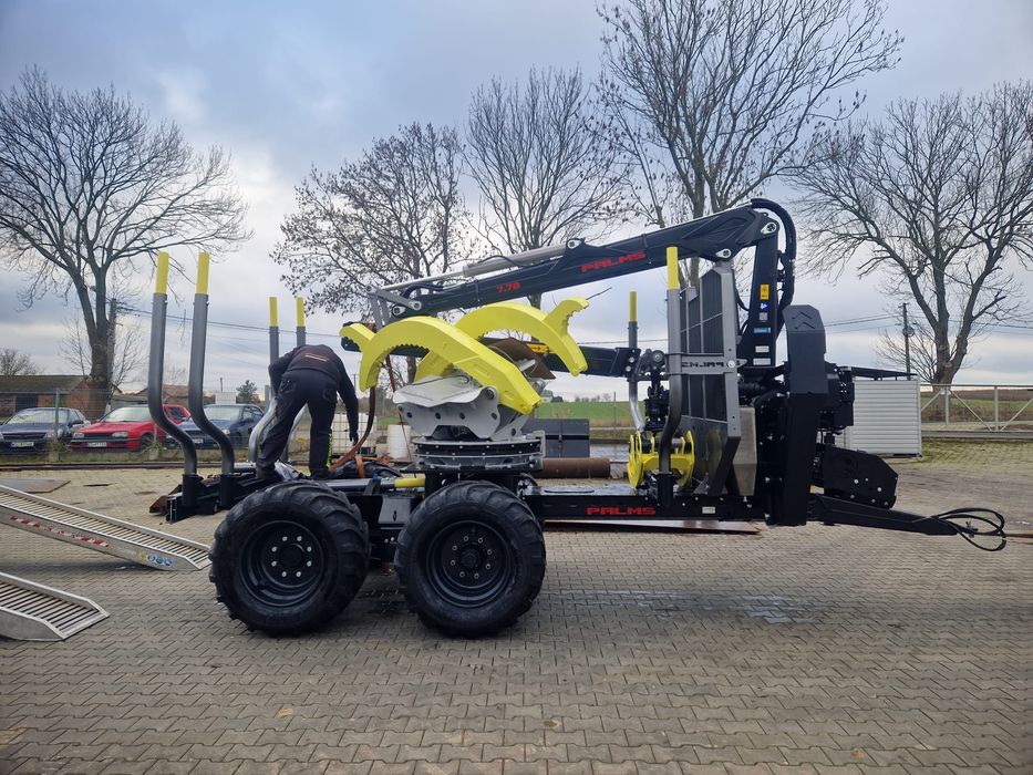 PALMS 12U + ŻURAW 7.78 + KLEMBANK + RADIO + napęd 2wd przyczepa leśna