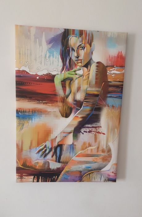 Quadro impressão tela tecido mulher abstrata 45x65 cms