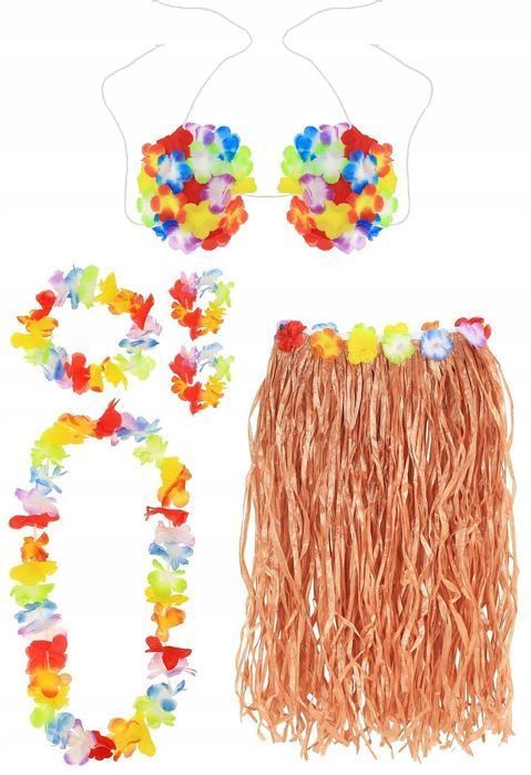 zestaw hawajski naszyjnik strój spódniczka aloha  panieński panna