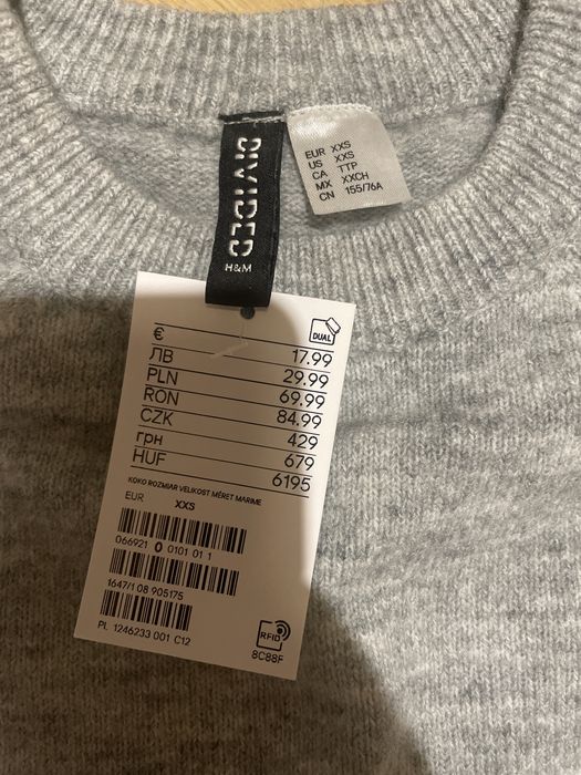 Szary sweterek,nowy z metką z h&m
