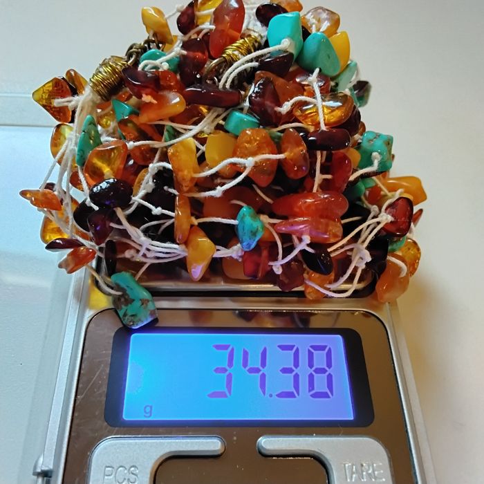 Naszyjnik bursztyn turkus