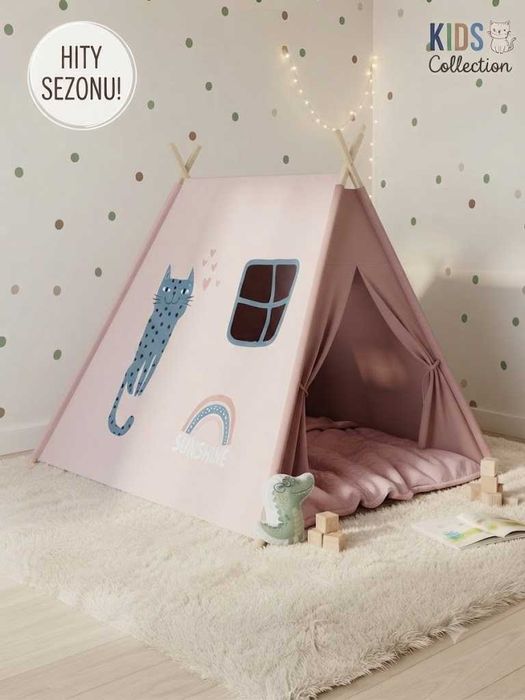 Namiot Tipi dla Dzieci Kids Collection – Kotek – Drewniany Stelaż