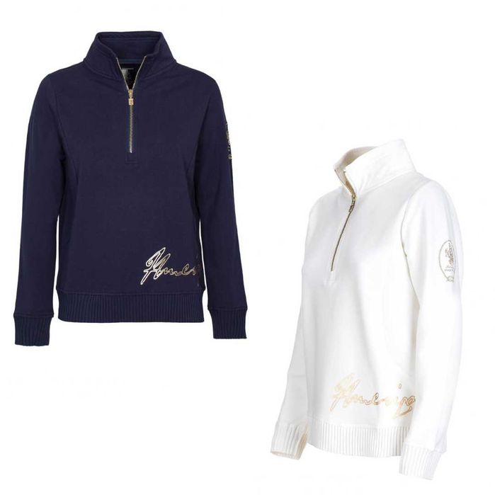 MARINA MILITARE bluza damska half zip MWW0003 biała i granatowa
