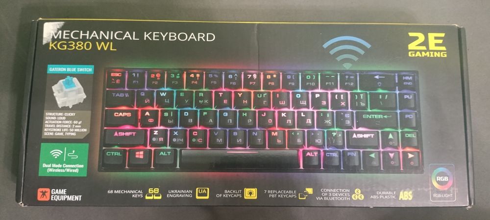 Клавіатура 2E Gaming KG380 WL механічна голубі свічі бездротова