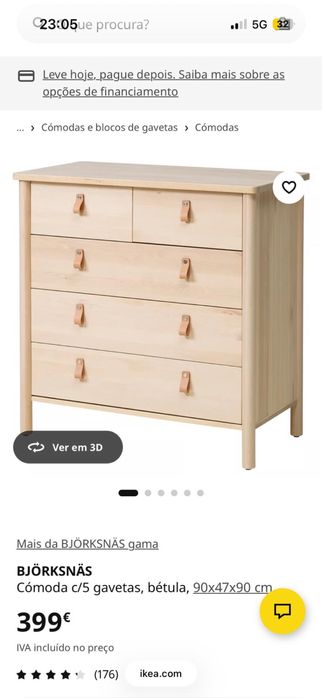 Cómoda Bjorksnas ikea 5 gavetas