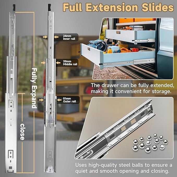 Prowadnice kulkowe AOLISHENG 1000MM komplet
