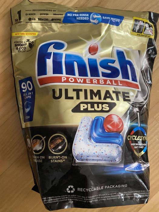 90 szt kapsułki do zmywarki Finish ultimate plus powerball  all in caps