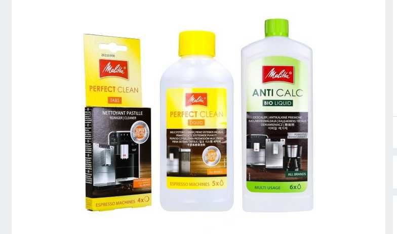 Zestaw Melitta do ekspresu odkamieniacz tabletki czyszczące płyn