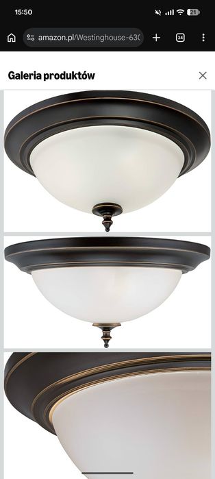 Westinghouse lampa 63048 żyrandol oprawa sufitowa do wnętrz, podtynkowa, patynowany metal, matowe szkło, 33 cm