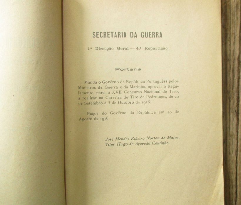Raro Programa Oficial e Caderneta XVII Concurso Nacional Tiro 1916