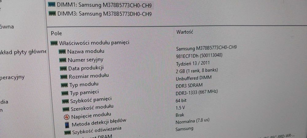 DDR3 1333MHz (10600) pamięć ram łącznie 20GB