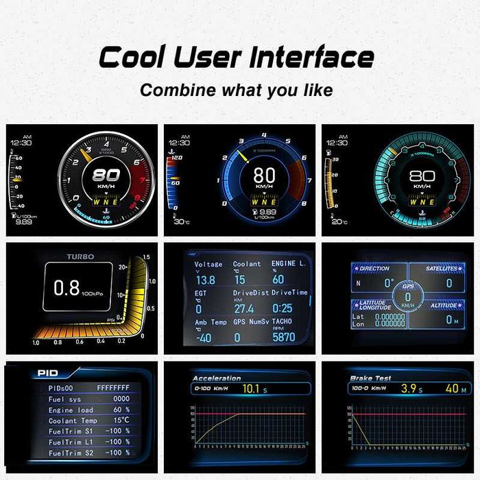 Carro hud 2021+ + gps ferramenta de diagnóstico do carro