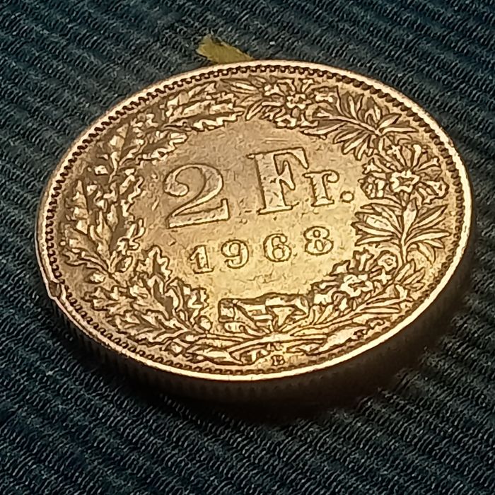 moeda 2 Francos Suicos 1968