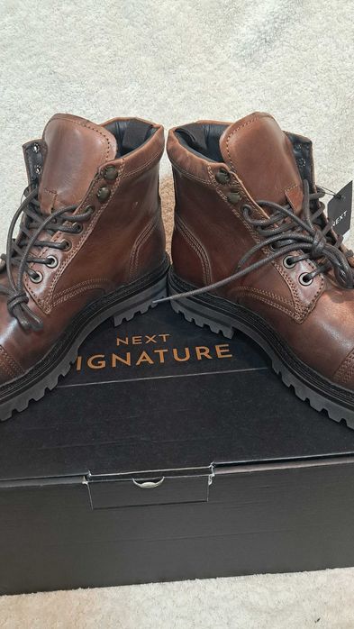 Next Męskie Botki sznurowane 43 brązowe