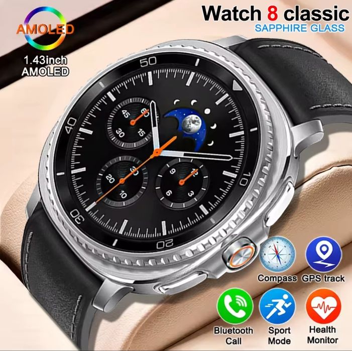 Смарт часы Galaxy 8 sapphire. NFC, GPS, 32G 1G, компас.