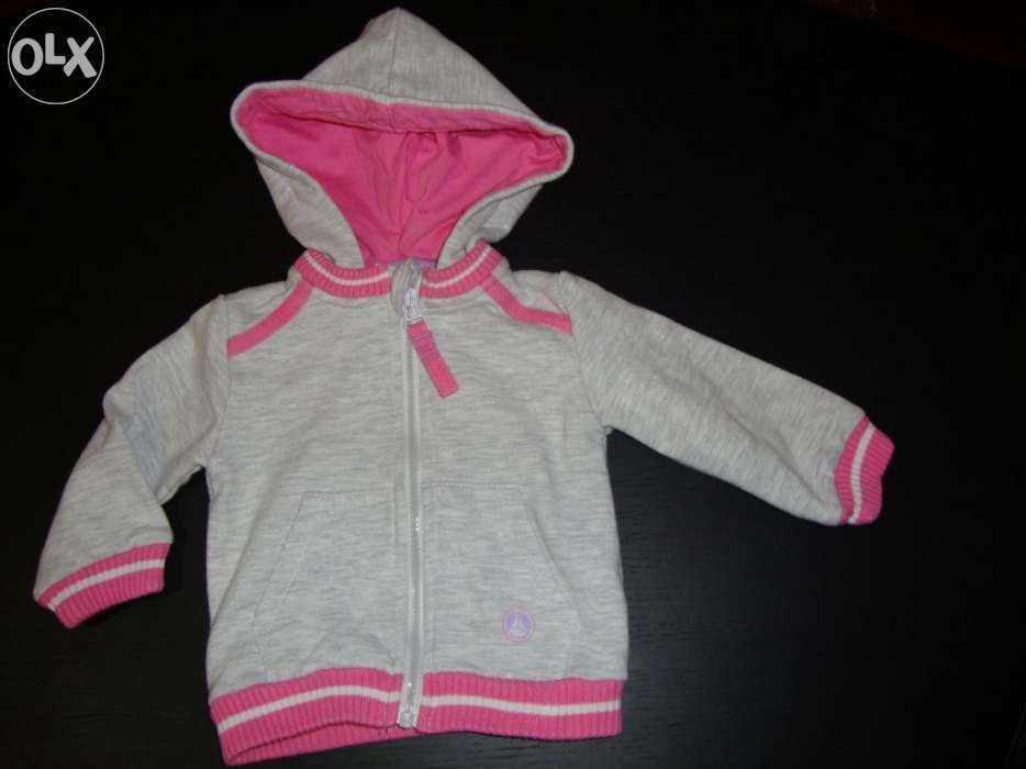 Casaquinho cinza e rosa com capuz NOVO