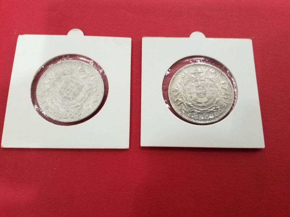 Moedas antigas portuguesas em prata.