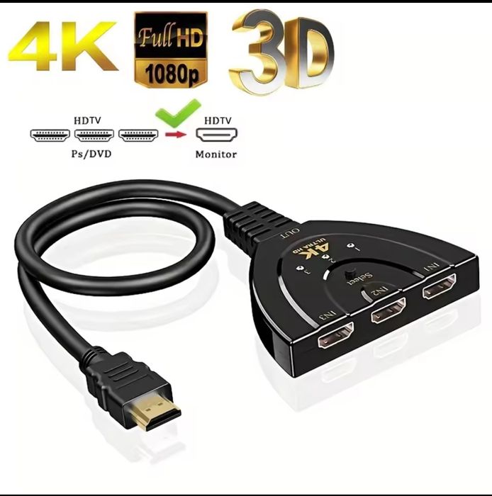 Switch przełącznik HDMI 3 w 1 - 4k