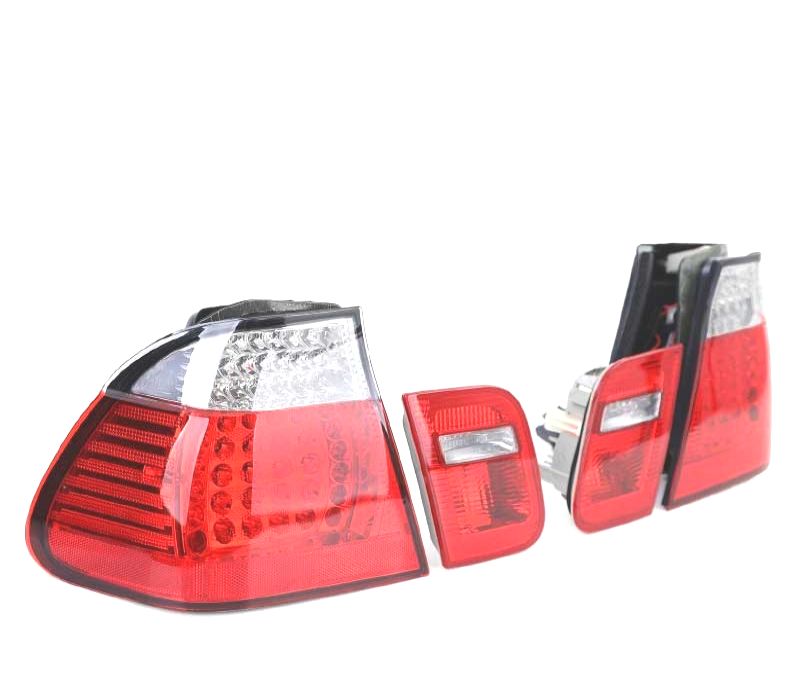 FAROLINS TRASEIROS LED BMW E46 98-01 VERMELHO CROMADO LOOK M3