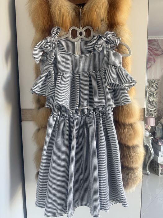 Damska zwiewna modna letnia sukienka Boho falbanka S