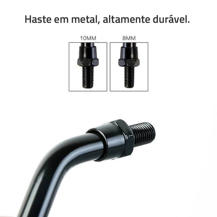 Espelhos moto homologados de haste rosca 10 mm e 8 mm