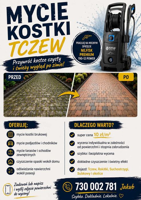Mycie wysokociśnieniowe kostki - Super cena 10zł/m2!