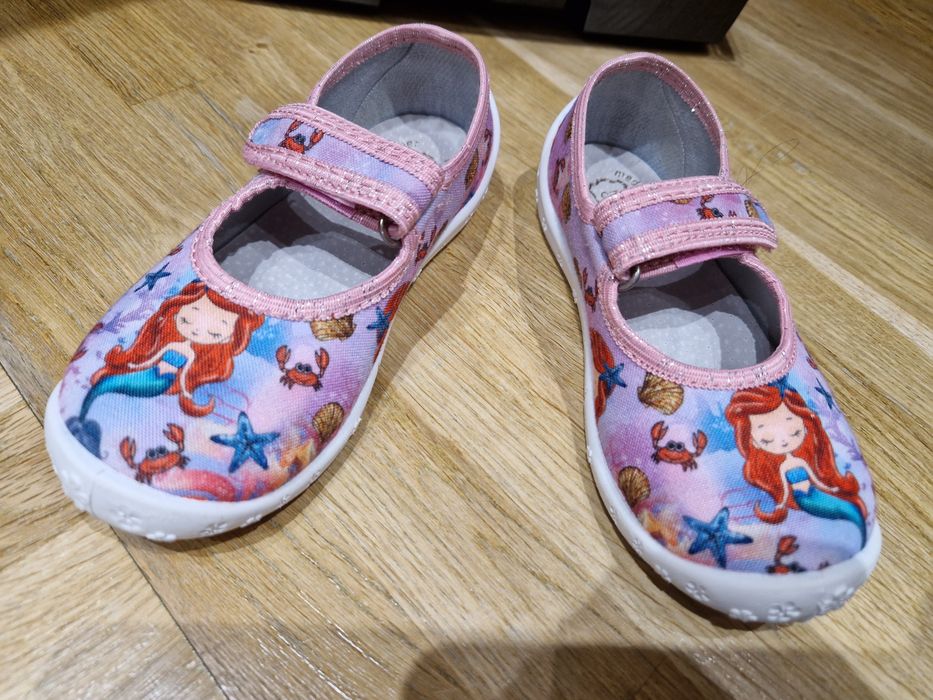 Buty kapcie do przedszkola Reweks 25 różowe syrenki + wkładki skórzane