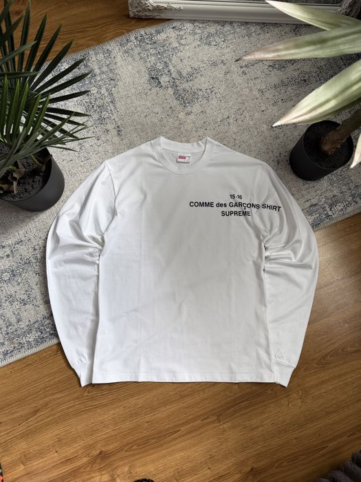 Лонгслів Supreme x Comme des Garcons supreme cdg longsleeve базовий білий лонг з принтом sk8 y2k archive архив