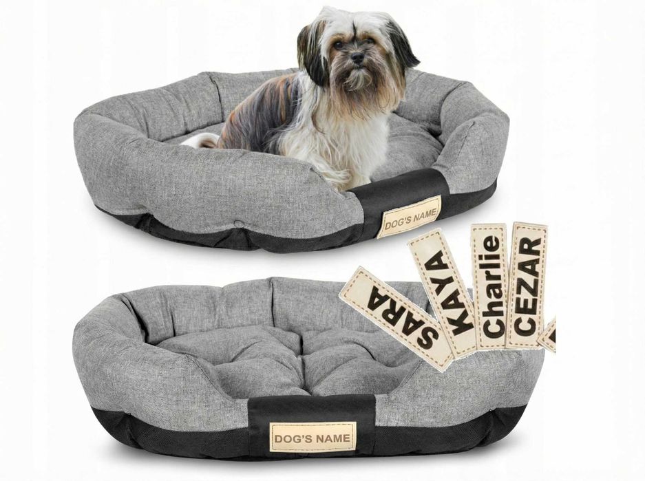 Legowisko dla Psa Wodoodporne Szare + Imię 100x75 cm