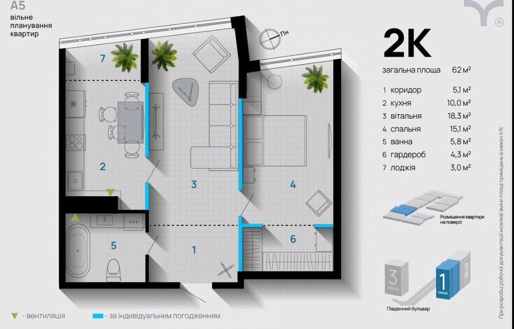Продам 2 км в центрі А5