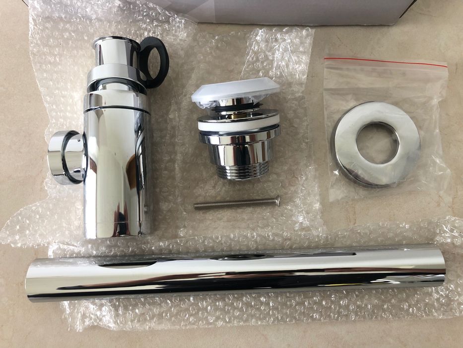 Rea Syfon Umywalkowy z Korkiem Klik-Klak Chrom Rea