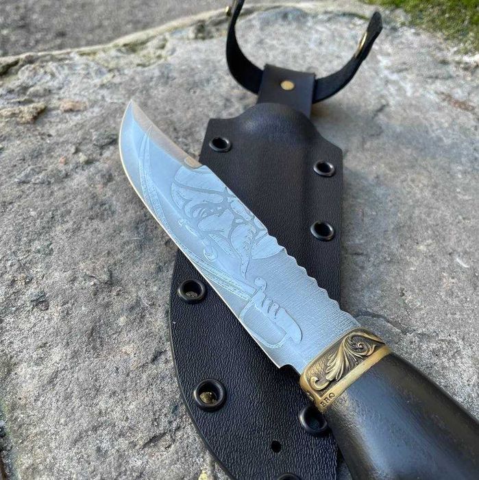 Ніж ГЕТЬМАН СІРКО KN4/2 с чехлом + мусат Нож на подарок с травлением