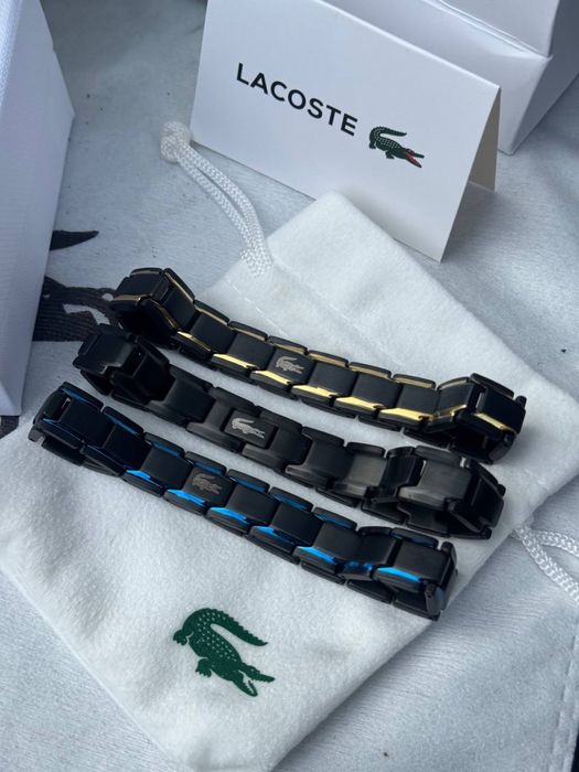 Браслет Lacoste Monogram чорний чоловічий браслет Лакост Лакоста
