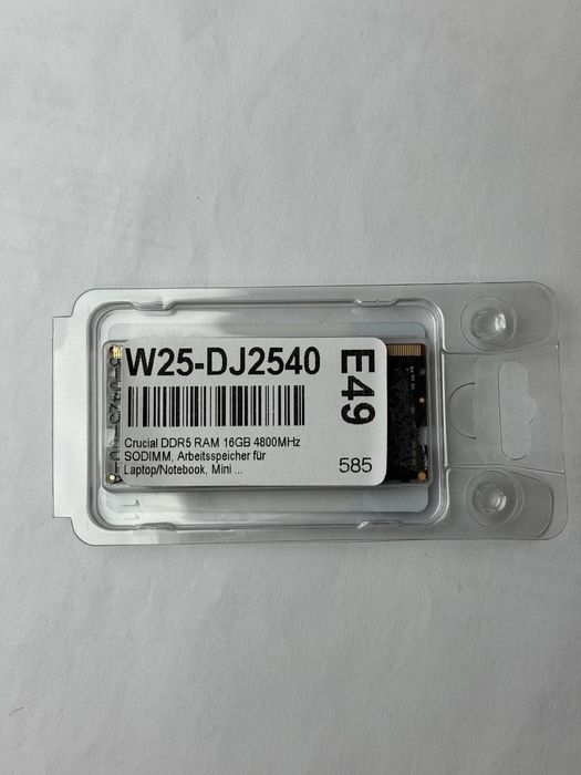 Оперативна пам'ять Crucial Black DDR5 SO-DIMM 16GB 4800MHz CL40