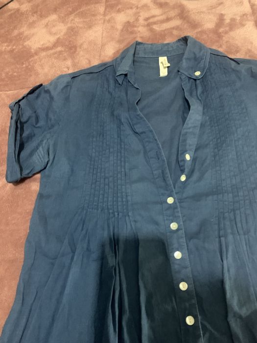 Túnica camisa mulher Stradivarius tamanho M azul decote em V